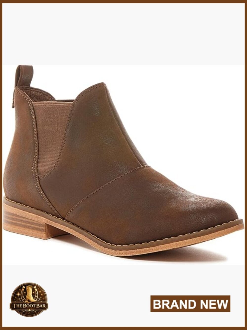 Chelsea Ankle Bootie with Stretch Side Panels, Stacked Heel, Pull-On